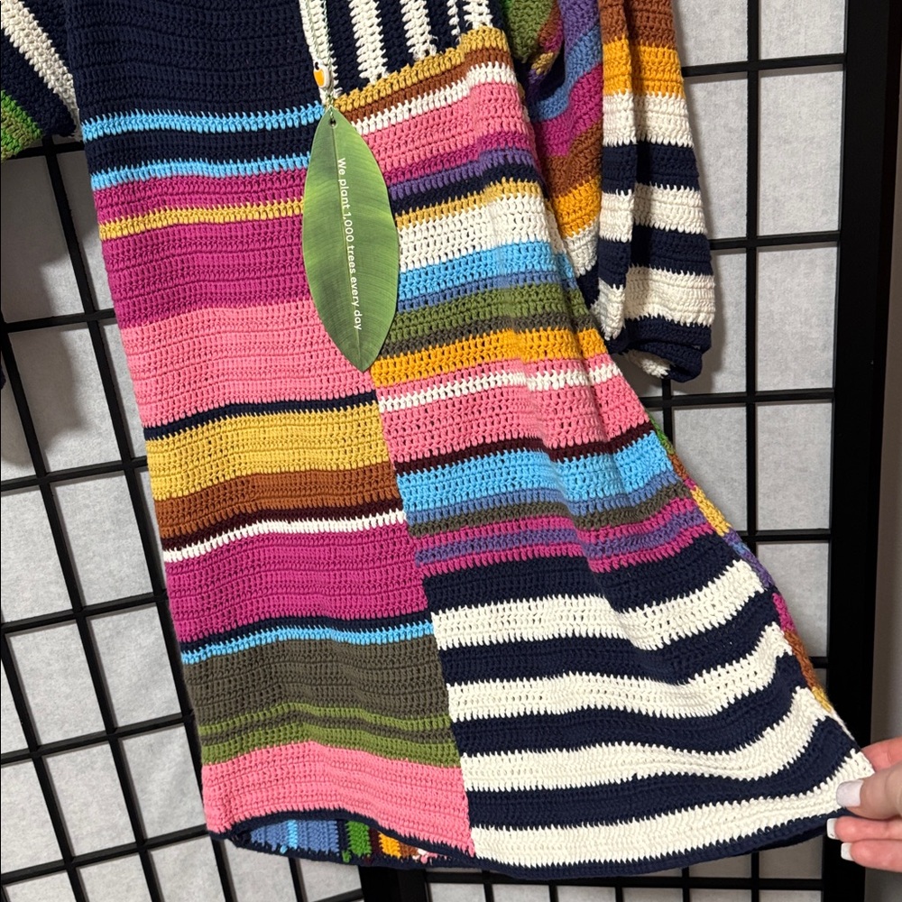 Farm Rio Mixed Stripes Crochet Knit Mini Dress – XL – NWT – Anthropologie - Picture 11 of 12